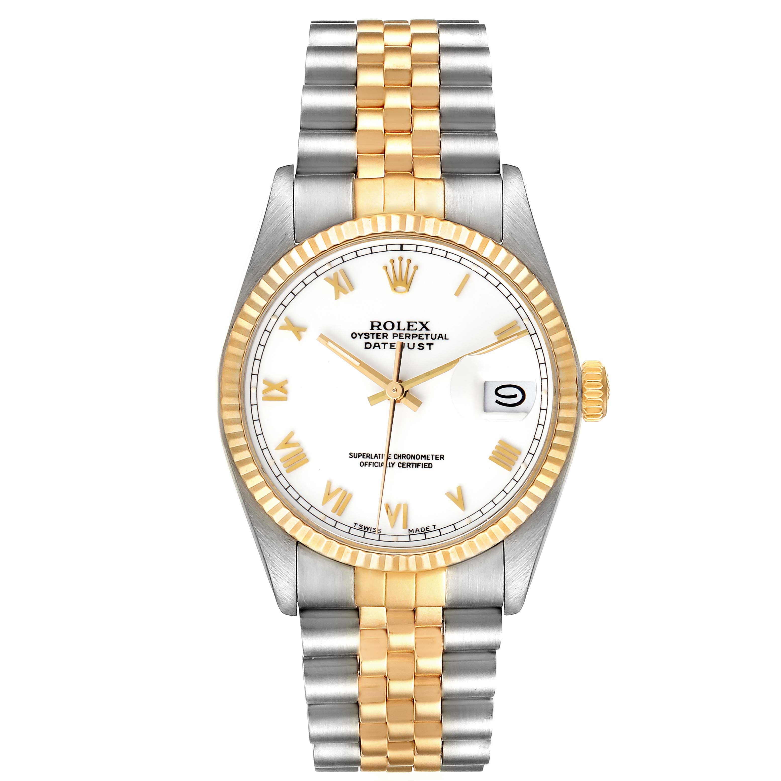 Rolex Datejust Steel Yellow Gold White Dial Vintage Mens Watch 16013 ...