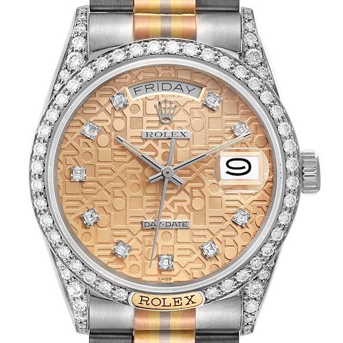 Photo of Rolex Day-Date President Tridor White Rose Yellow Gold Diamond Mens Watch 18139