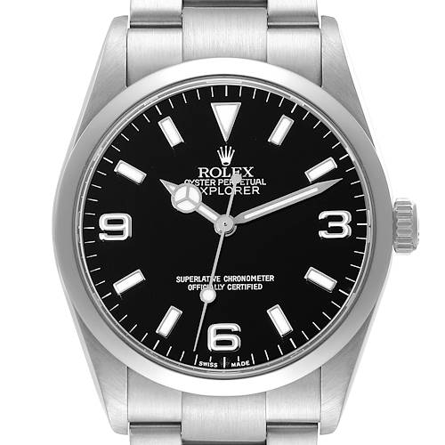 Photo of Rolex Explorer I Black Dial Steel Mens Watch 114270 Box Papers