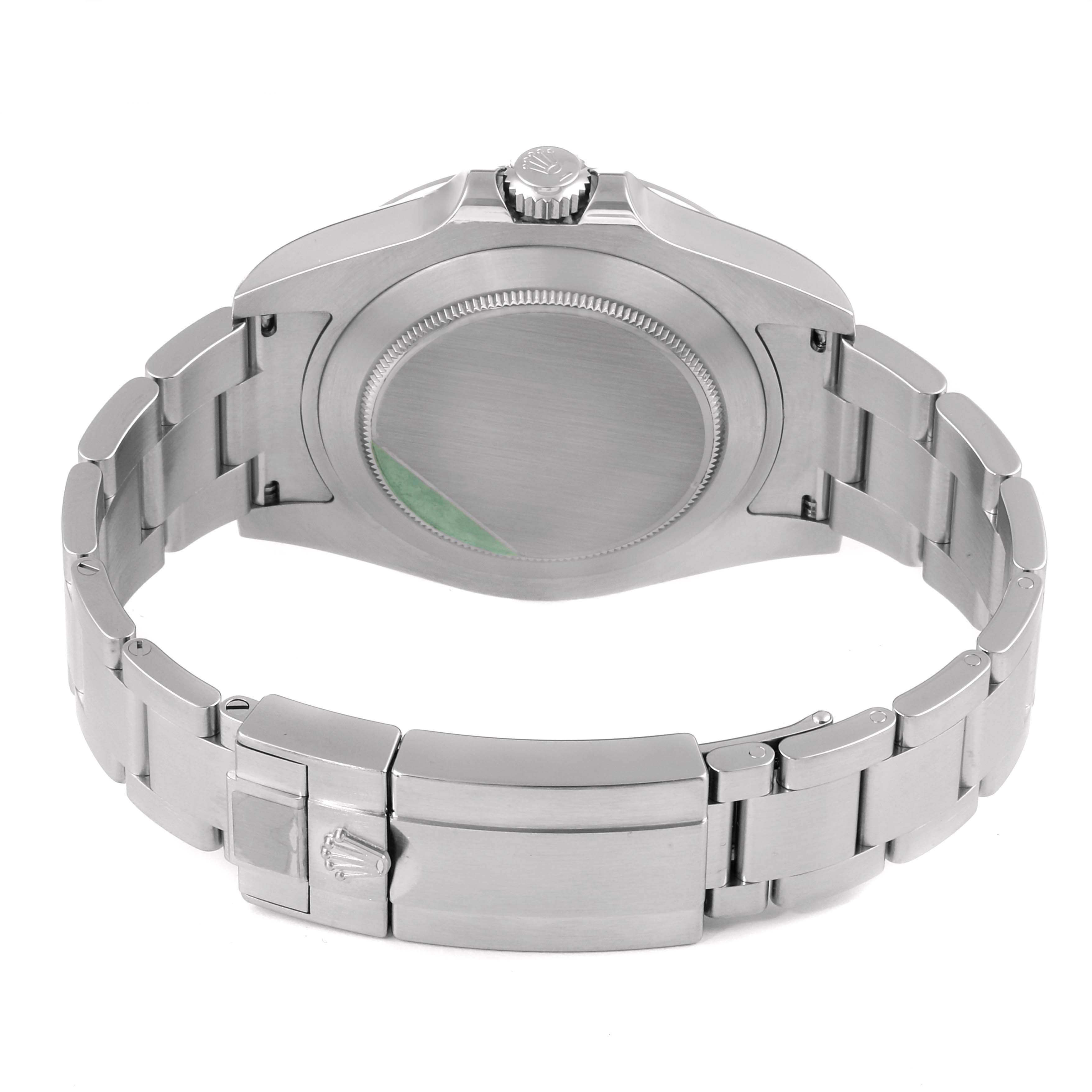 This image shows the back view of a Rolex Explorer 216570 Men
s Stainless Steel White Dial 216570 Men
s Stainless Steel White Dial watch, highlighting the case back, crown, and stainless steel bracelet.