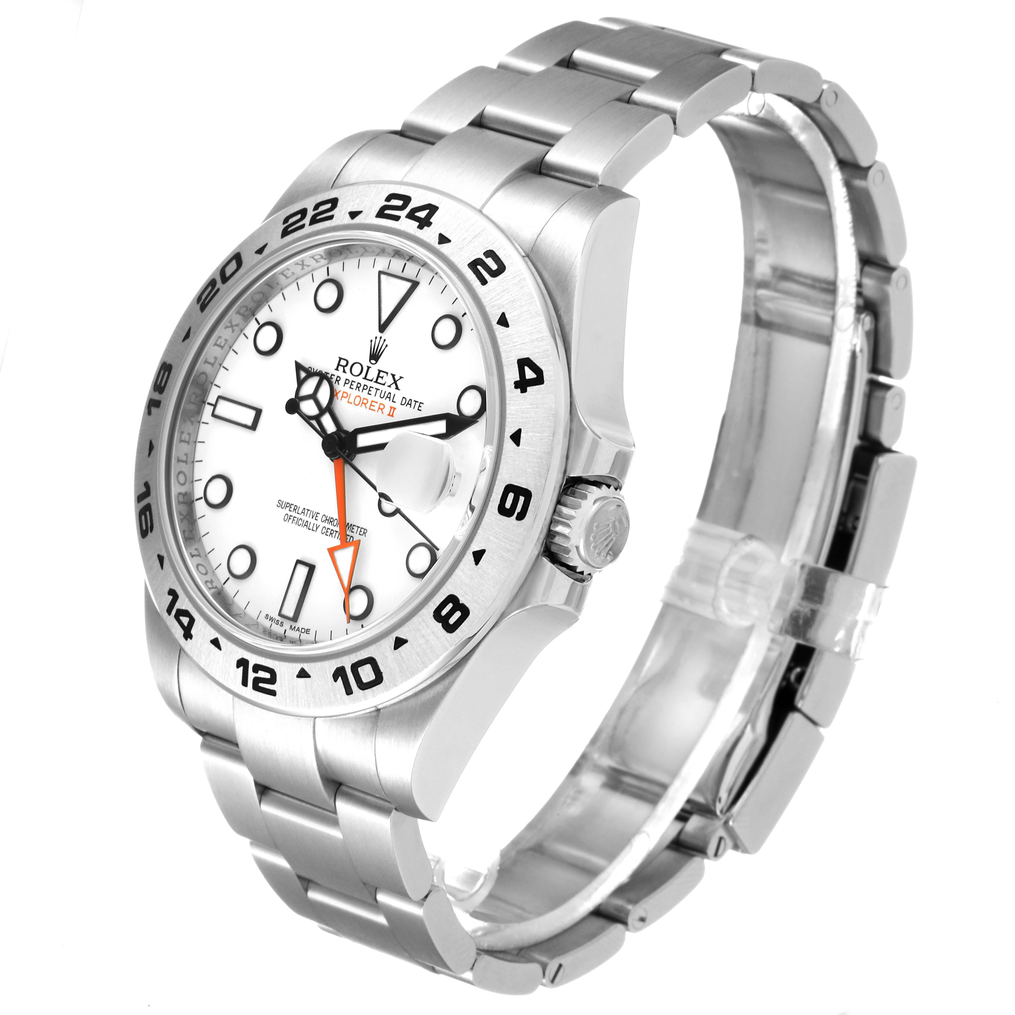 The image shows a Rolex Explorer 216570 Men
s Stainless Steel White Dial 216570 Men
s Stainless Steel White Dial model watch at a slight angle, highlighting the face, bezel, crown, and bracelet.