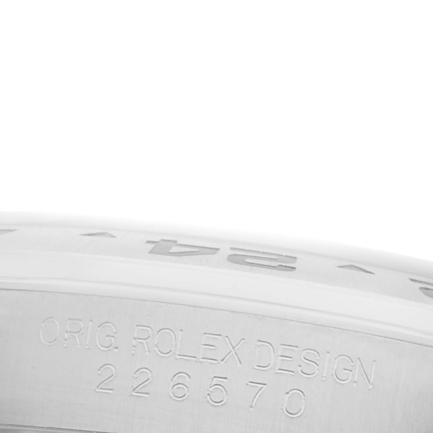 The image shows a close-up of the side of a Rolex Explorer 226570 Men's Stainless Steel Black Dial 226570 Men's Stainless Steel Black Dial bezel, focusing on the engraved model number "226570".