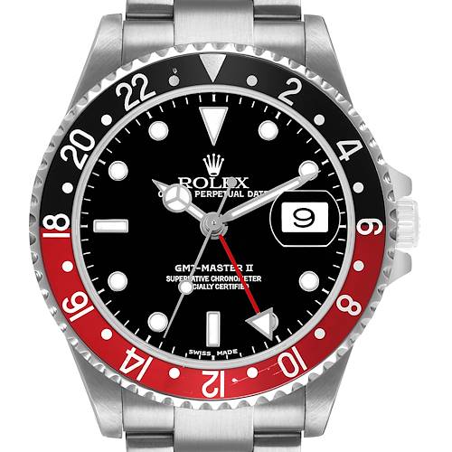 Photo of Rolex GMT Master II Black Red Coke Bezel Steel Mens Watch 16710