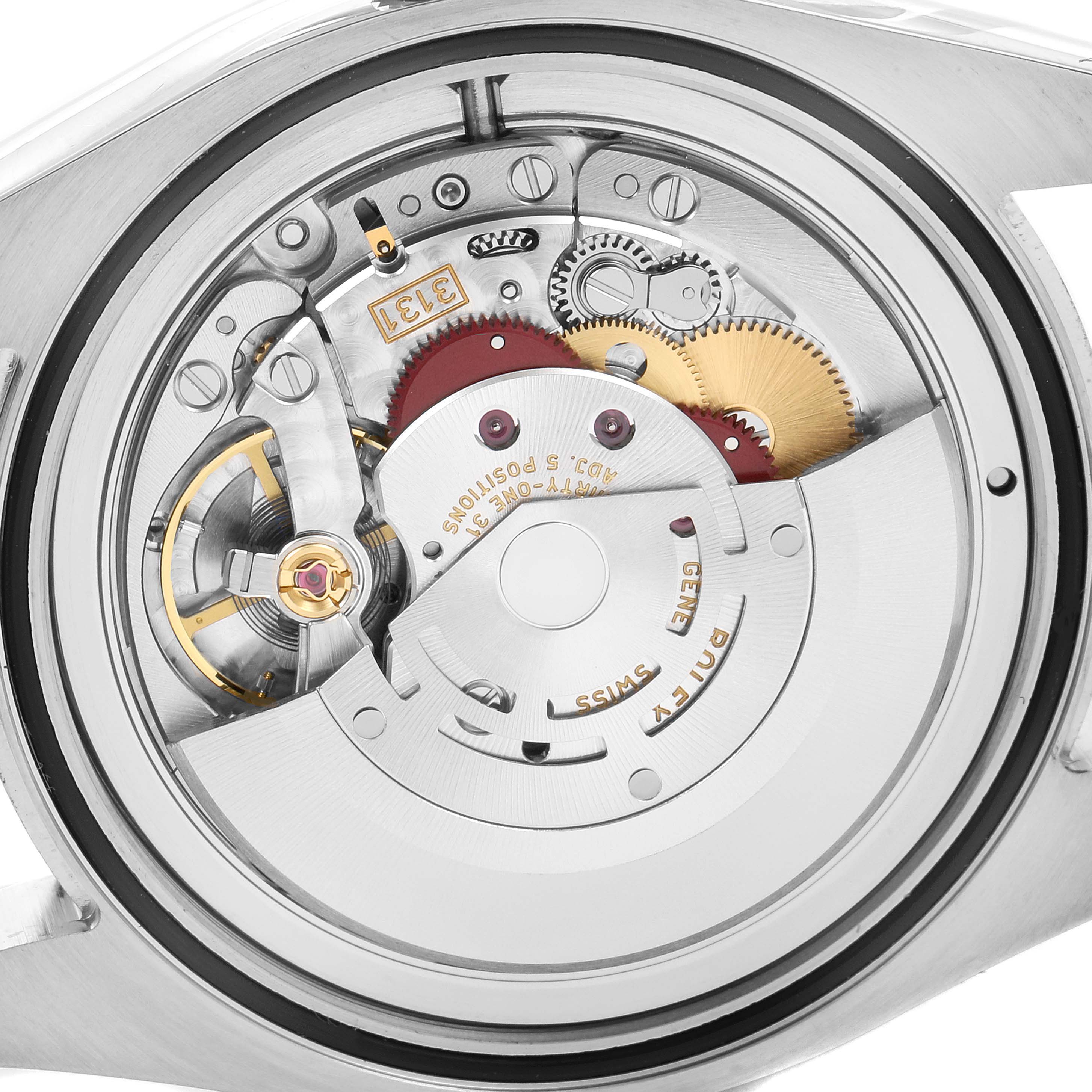 This image shows the rear, internal mechanism of the Rolex Milgauss 116400GV Men's Stainless Steel Blue Dial 116400GV Men's Stainless Steel Blue Dial watch, revealing its intricate gears and components.