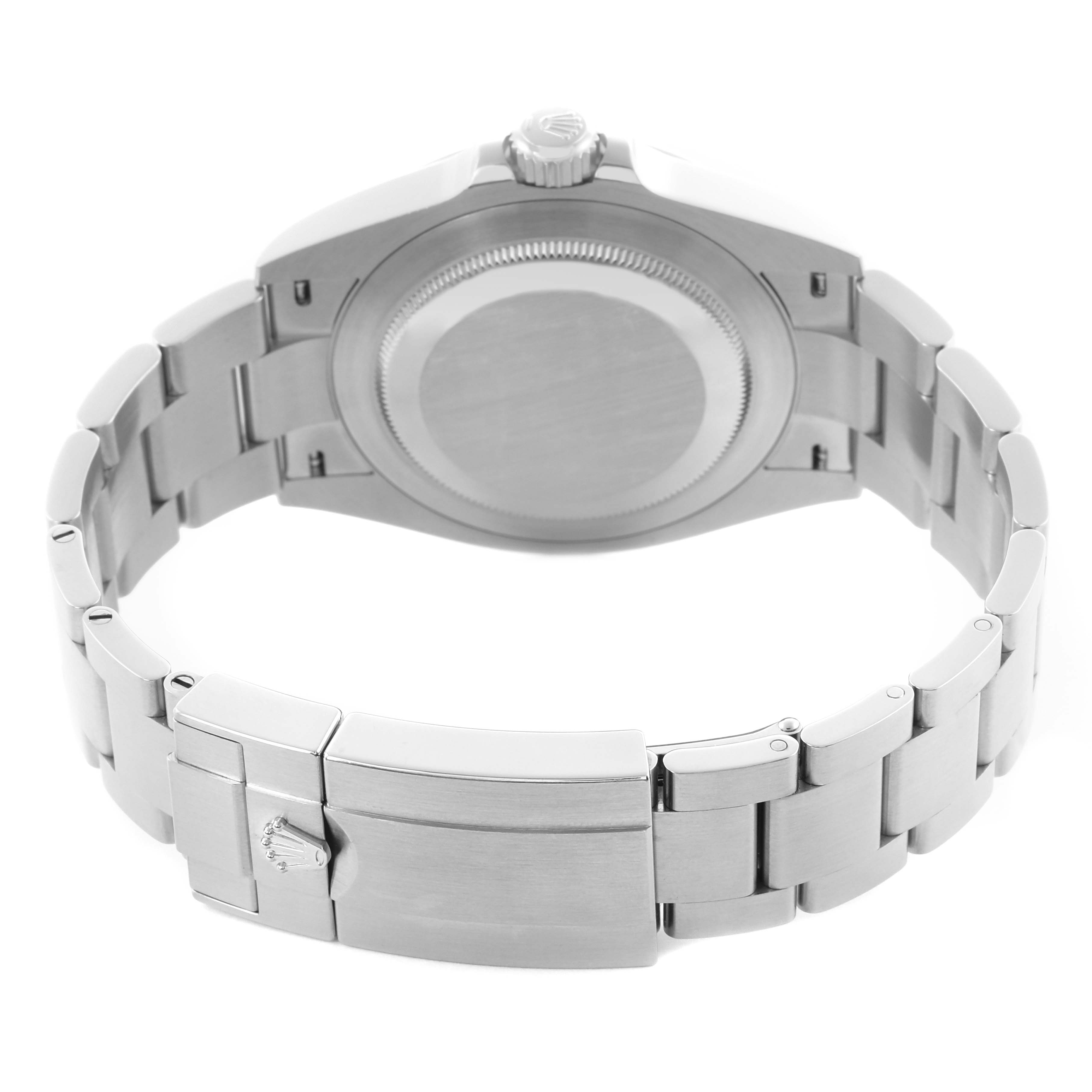 The image shows the back and clasp of a Rolex Air-King 126900 Men's Stainless Steel Black Dial 126900 Men's Stainless Steel Black Dial watch, highlighting the bracelet and case back from a rear angle.