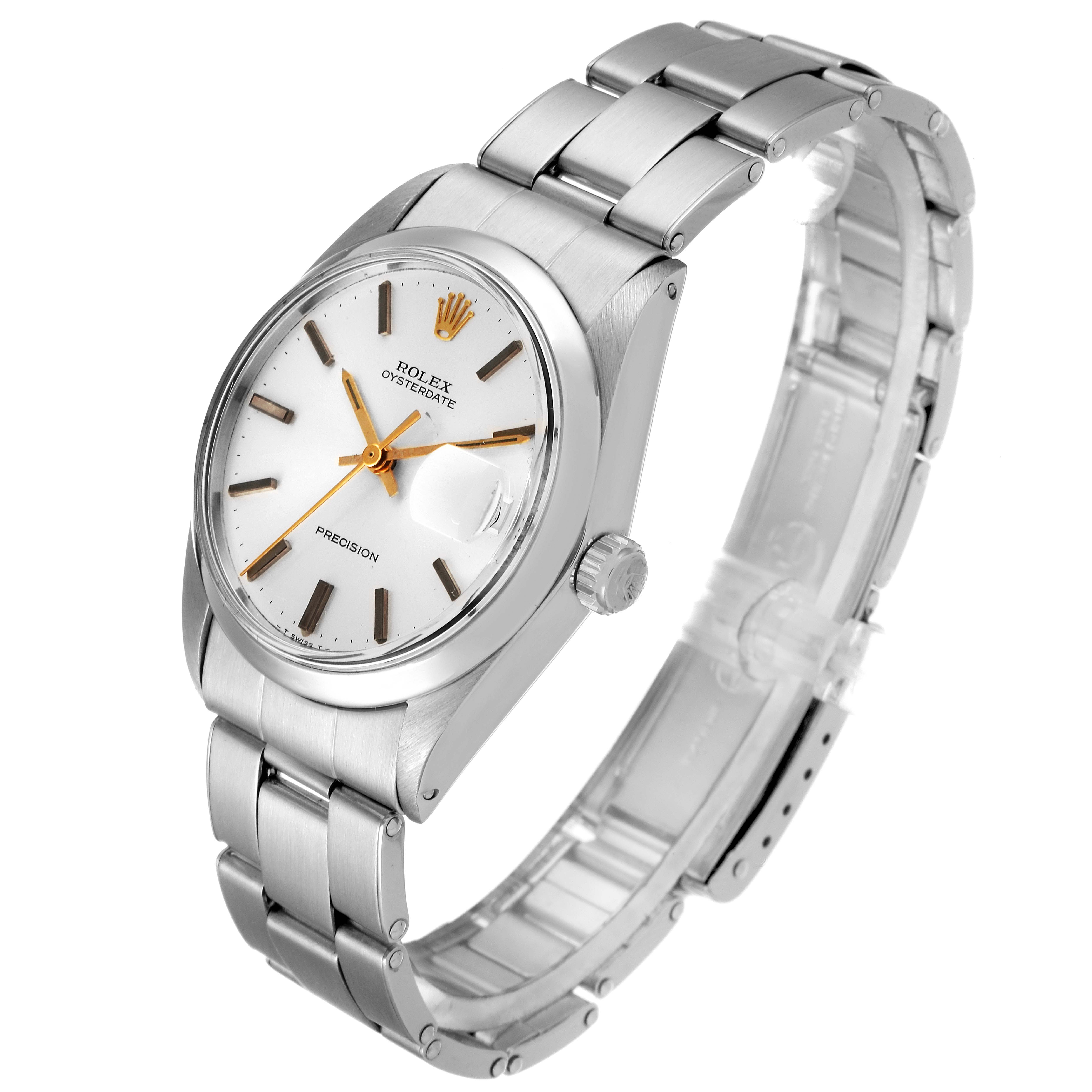 The image shows a Rolex Vintage Collection 6694 Men's Stainless Steel Silver Dial 6694 Men's Stainless Steel Silver Dial Oysterdate watch at a slight angle, highlighting the face, bracelet, and crown.