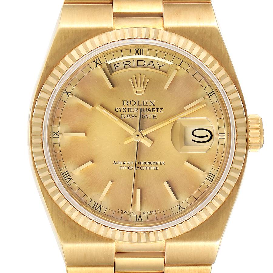 Rolex Oysterquartz President Day-Date Yellow Gold Mens Watch 19018 Unpolished SwissWatchExpo