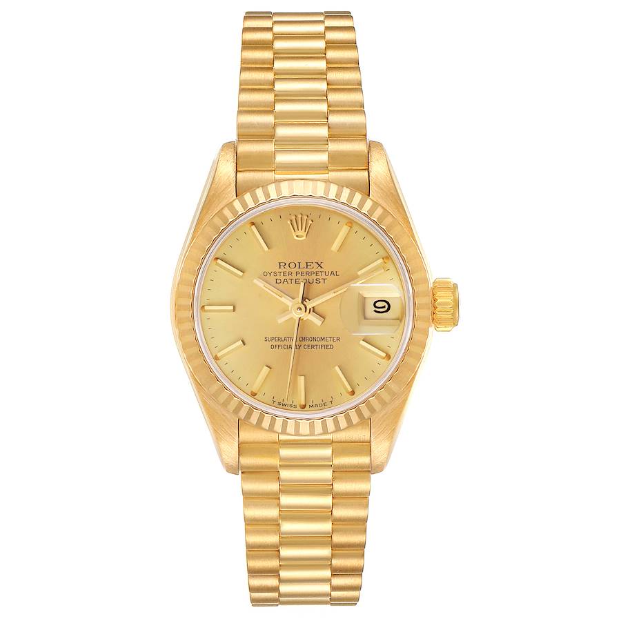 Rolex President Datejust Yellow Gold Champagne Dial Ladies Watch