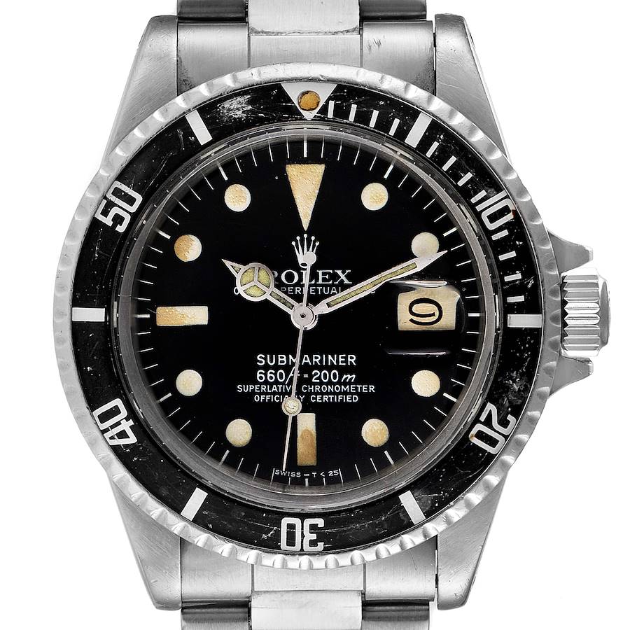Rolex Submariner Date Steel Black Dial Mens Vintage Watch 1680 SwissWatchExpo