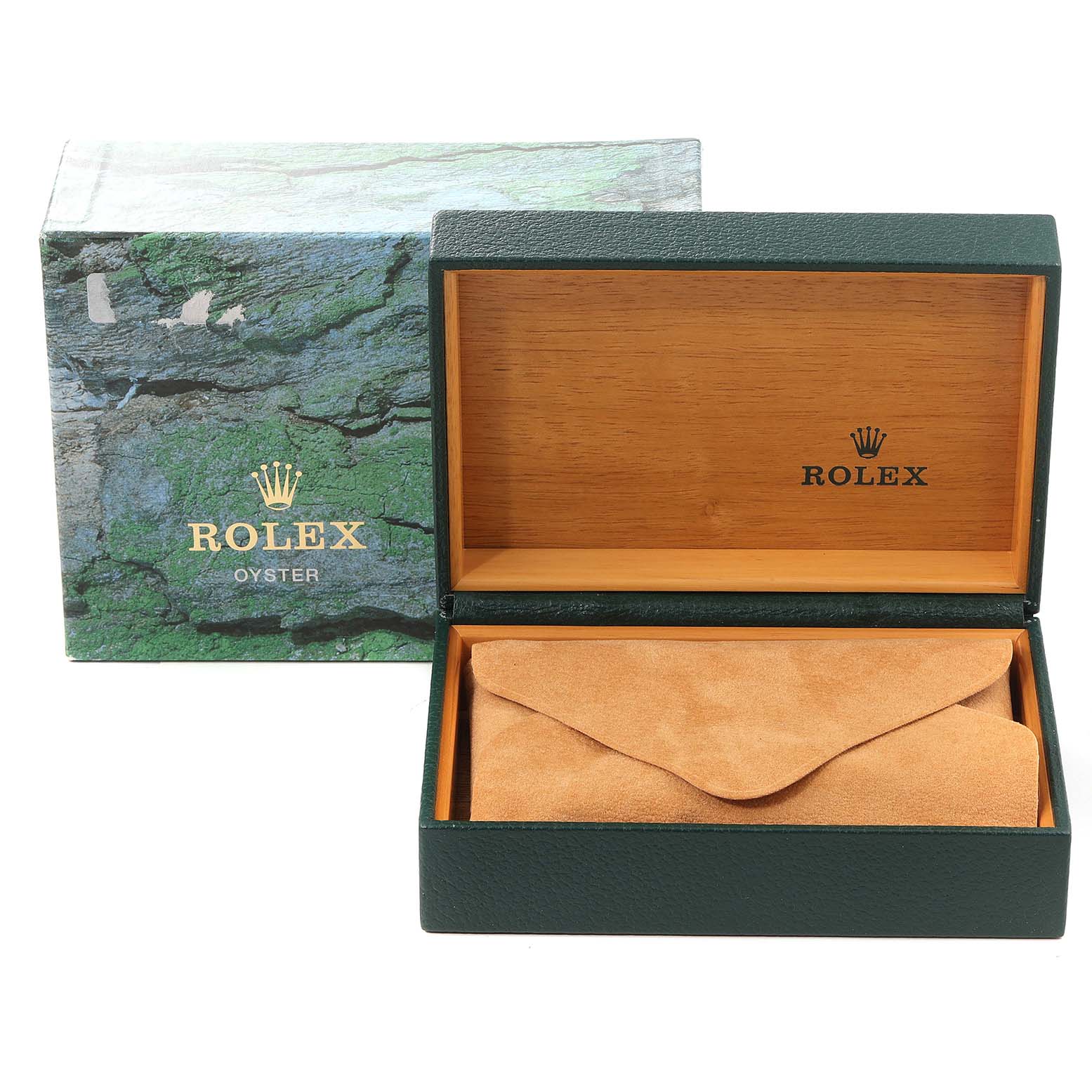 The image shows the packaging box and watch case for a Rolex Submariner 16613 Men
s Steel and Gold (two tone) Blue Dial 16613 Men
s Steel and Gold (two tone) Blue Dial, with the box open and carrying pouch visible.