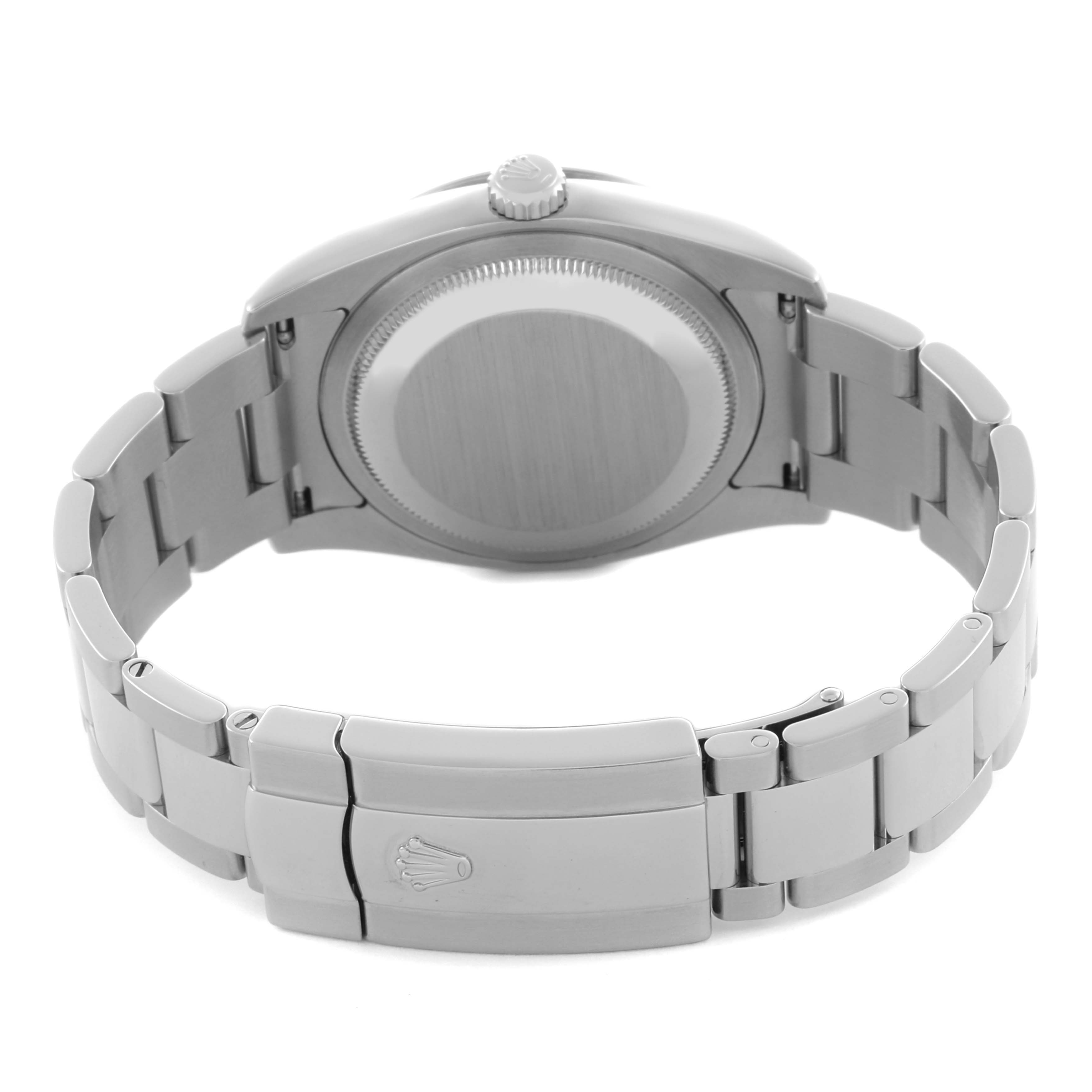 The image shows the back view of a Rolex Turn-o-Graph 116264 Men's Stainless Steel Black Dial 116264 Men's Stainless Steel Black Dial watch, focusing on the case back, bracelet, and clasp.