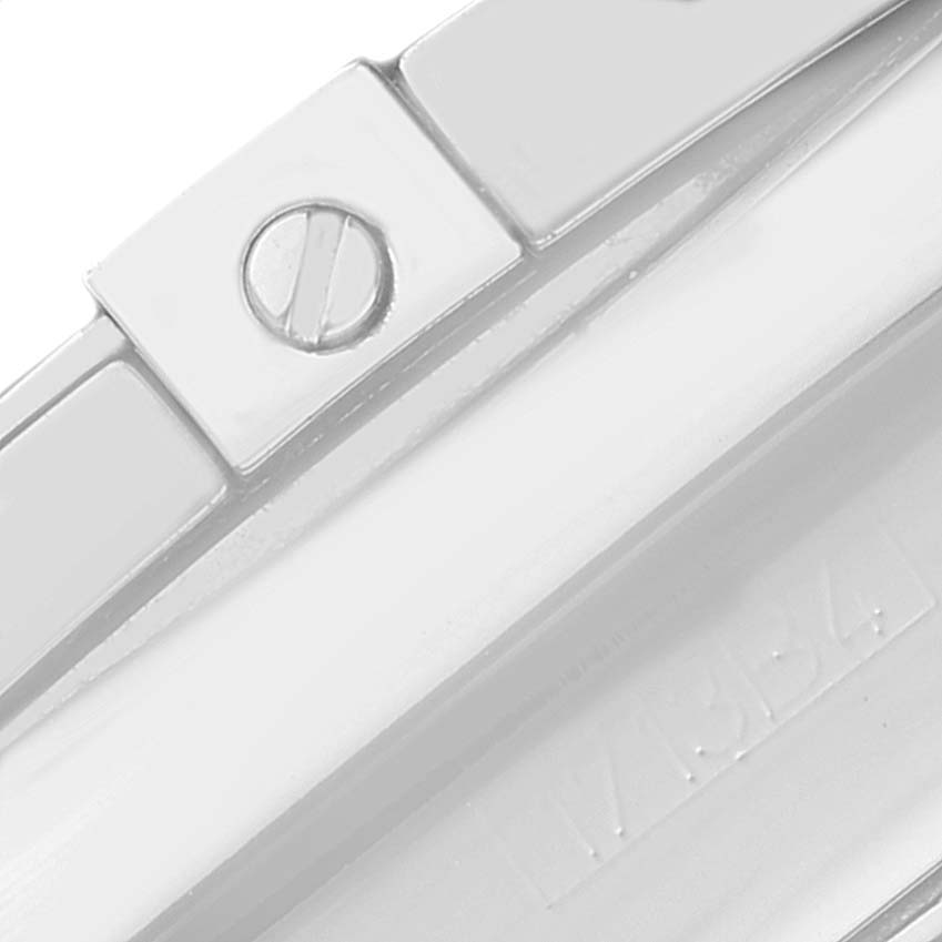 The image shows a close-up of the clasp mechanism of the Breitling Chronomat AB01103C/BC48 Men's Stainless Steel Mother of Pearl Dial AB01103C/BC48 Men's Stainless Steel Mother of Pearl Dial watch.