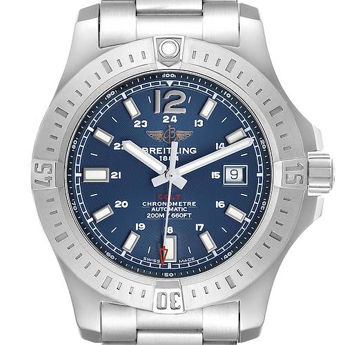 Photo of Breitling Colt Steel Blue Dial Mens Watch A17388 Box Card