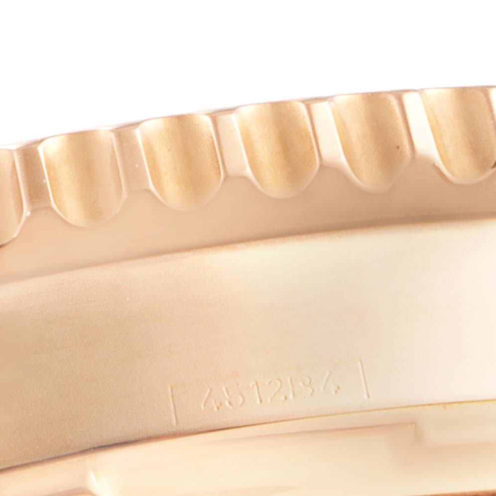 This close-up image shows the edge and bezel teeth of the Breitling Navitimer RB0120 Men's Rose Gold Black Dial RB0120 Men's Rose Gold Black Dial watch.