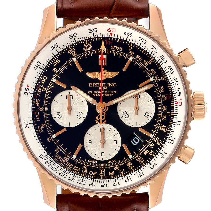 Breitling Navitimer 01 Rose Gold Black Dial Mens Watch RB0120 SwissWatchExpo
