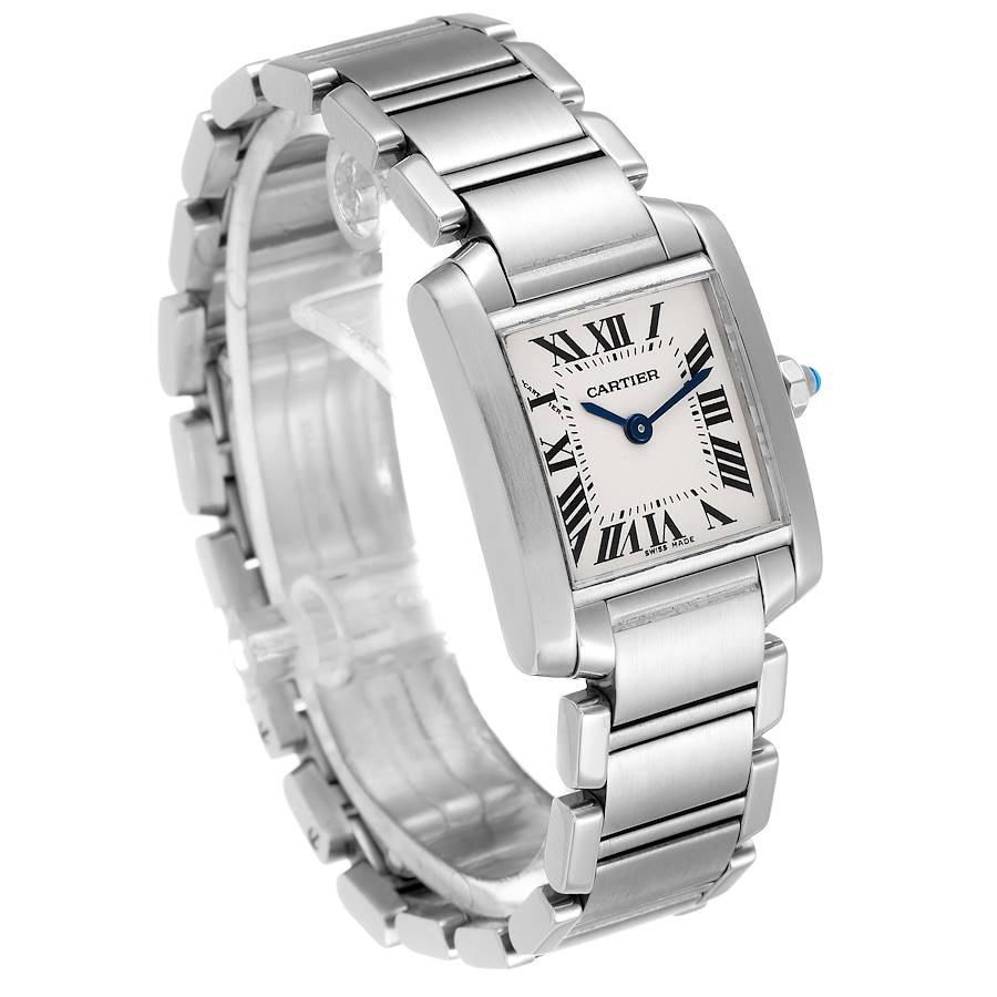 Cartier Tank Francaise Silver Dial Blue Hands Ladies Watch