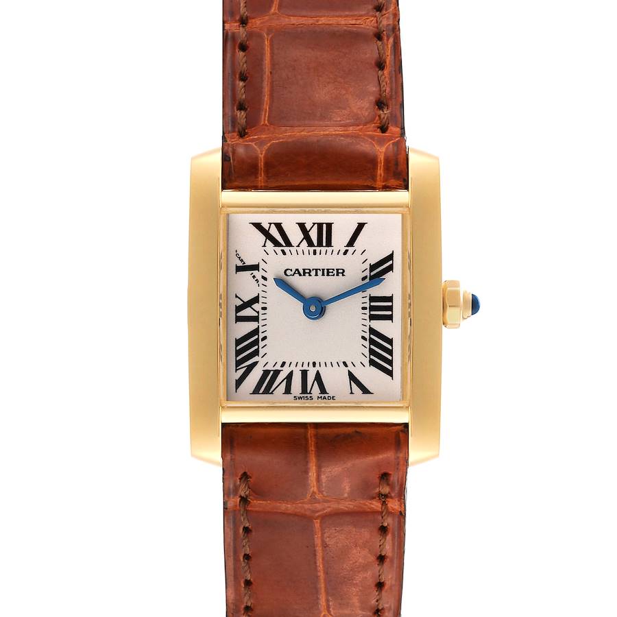 Cartier Tank Francaise Yellow Gold Brown Strap Ladies Watch W5000256 SwissWatchExpo