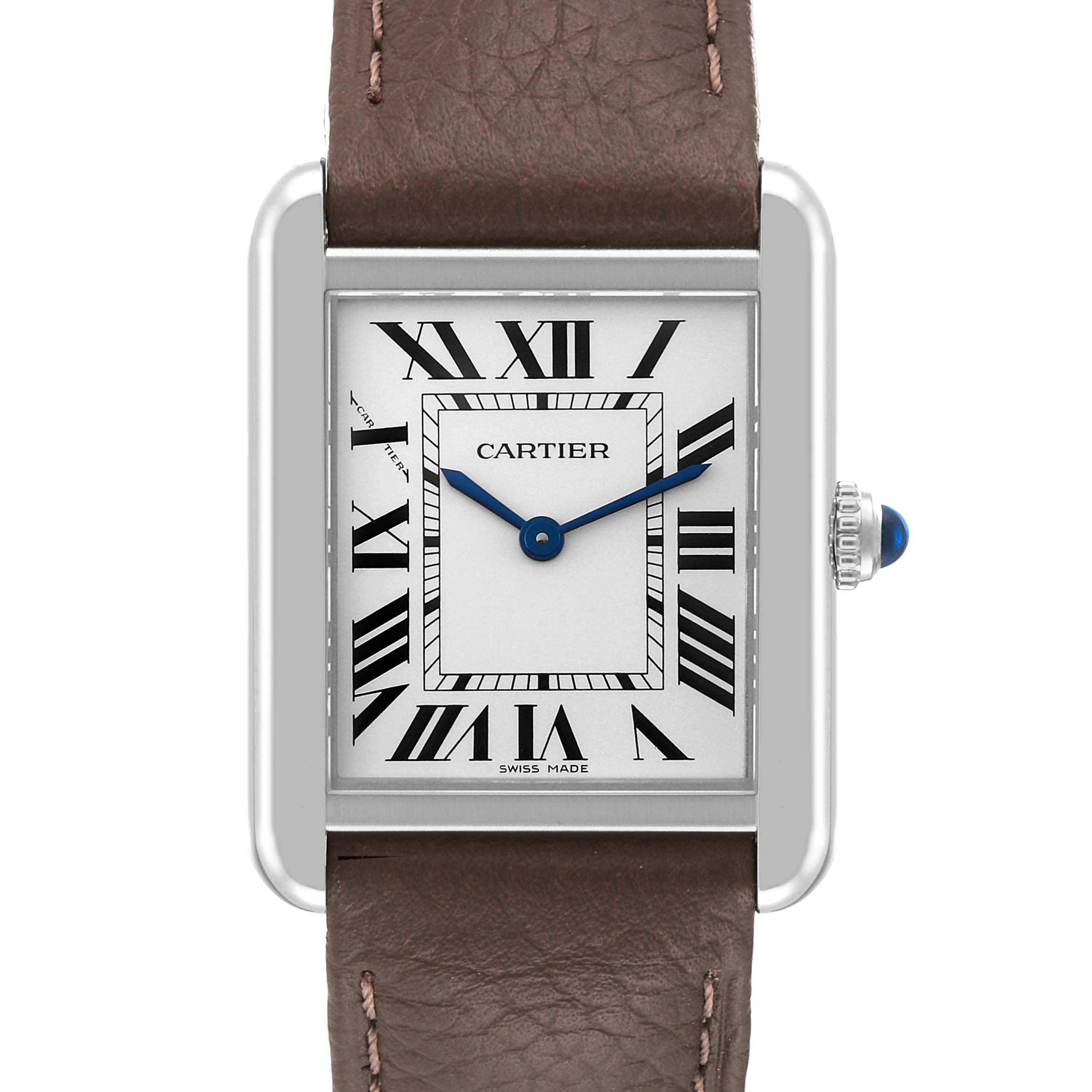 Cartier Tank Solo Small Steel Light Brown Strap Quartz Ladies