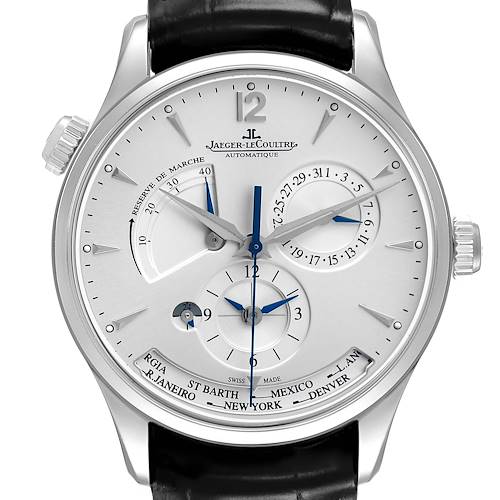 Photo of Jaeger Lecoultre Master Geographic Steel Mens Watch 176.8.29.S Q1428421 Papers