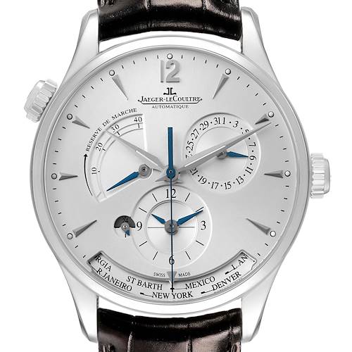 Photo of Jaeger Lecoultre Master Geographic Steel Mens Watch 176.8.29.S Q1428421 Papers