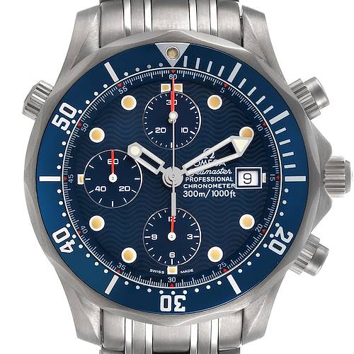 Photo of Omega Seamaster Chronograph Titanium Blue Wave Dial Mens Watch 2298.80.00