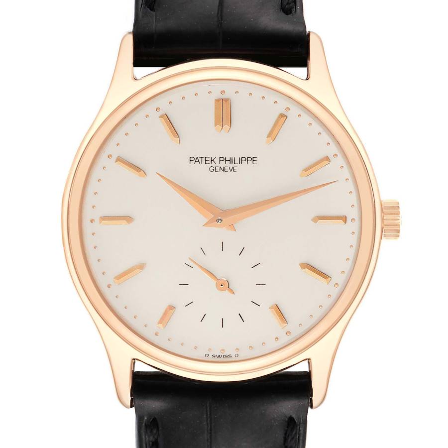 Patek Philippe Calatrava 18k Rose Gold Silver Dial Mens Watch 3923 SwissWatchExpo