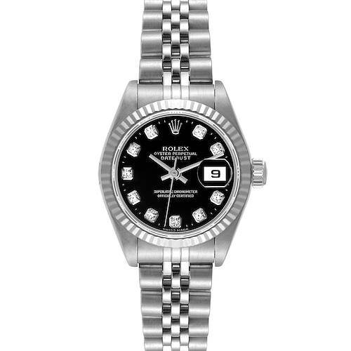 Photo of Rolex Datejust Steel White Gold Black Diamond Dial Ladies Watch 79174