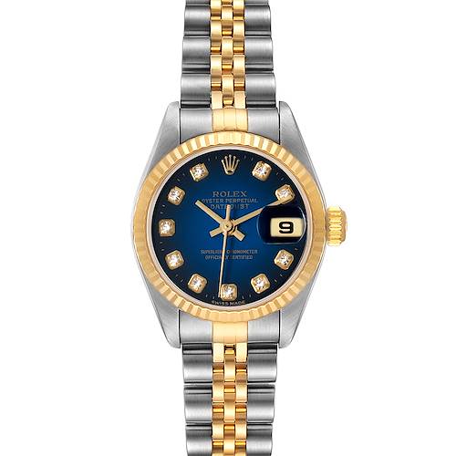 Photo of Rolex Datejust Steel Yellow Gold Blue Vignette Diamond Ladies Watch 79173