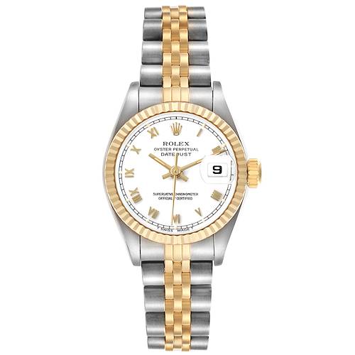 Photo of Rolex Datejust Steel Yellow Gold White Roman Dial Ladies Watch 69173