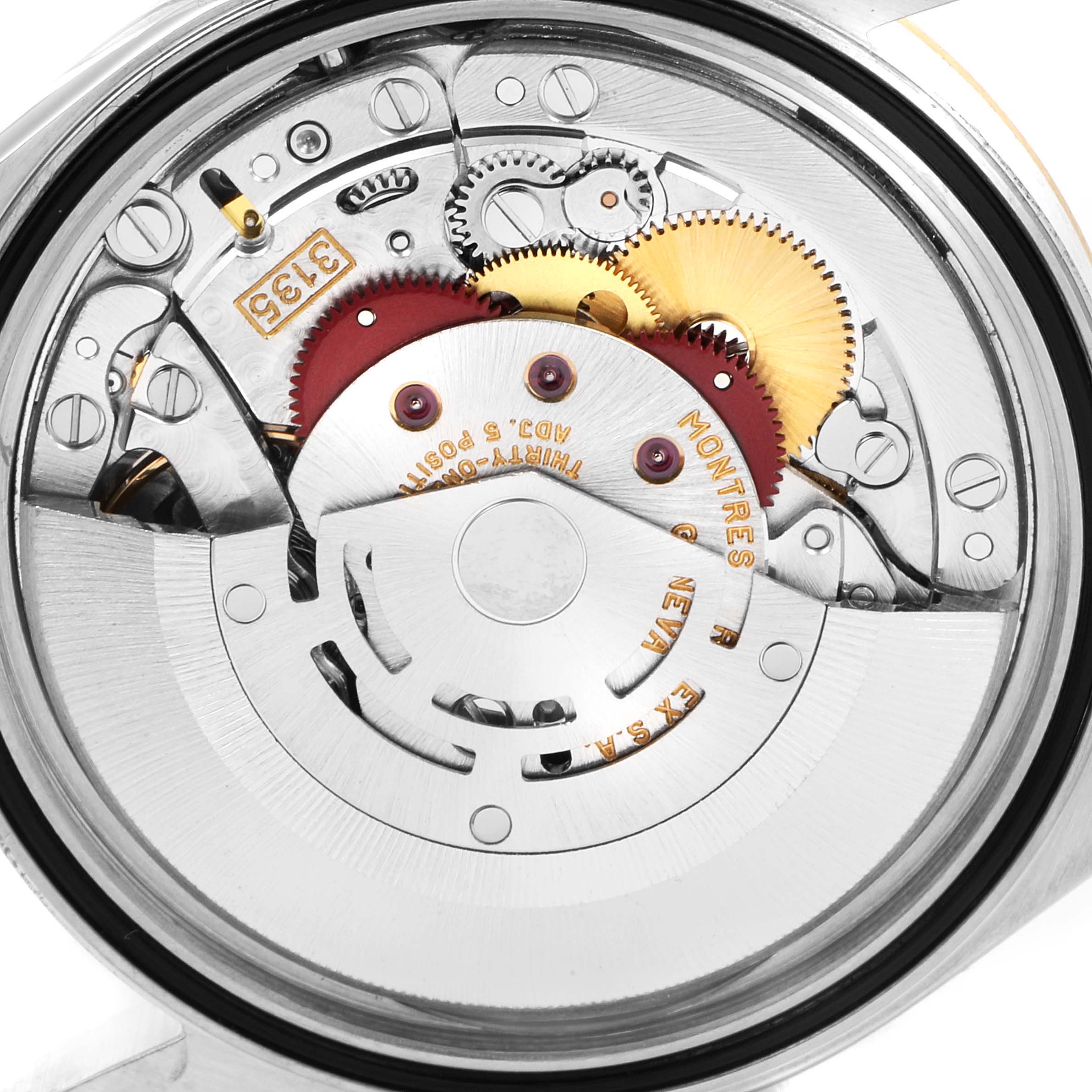 The image shows the internal mechanical movement of a Rolex Datejust 16233 Men's Steel and Gold (two tone) White Dial 16233 Men's Steel and Gold (two tone) White Dial watch, viewed from the back.