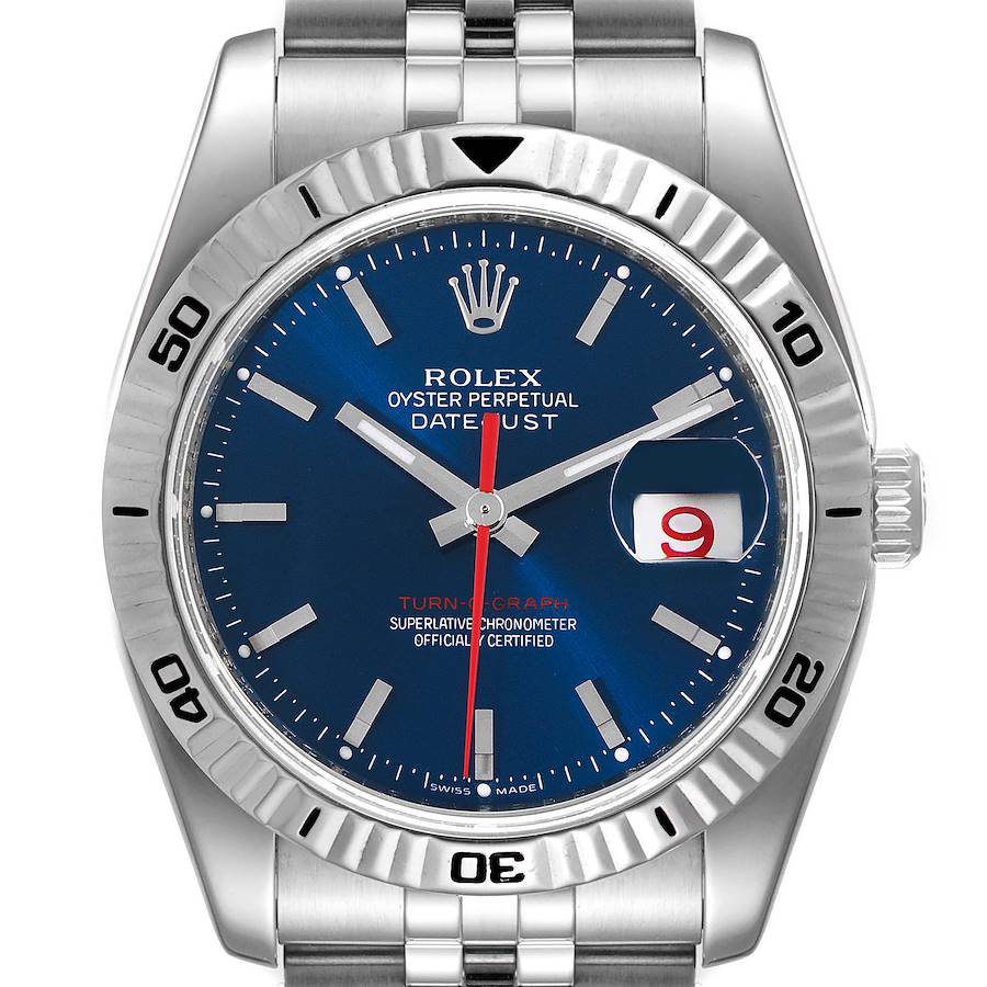 Rolex Datejust Turnograph Blue Dial Jubilee Bracelet Steel Mens Watch 116264 SwissWatchExpo