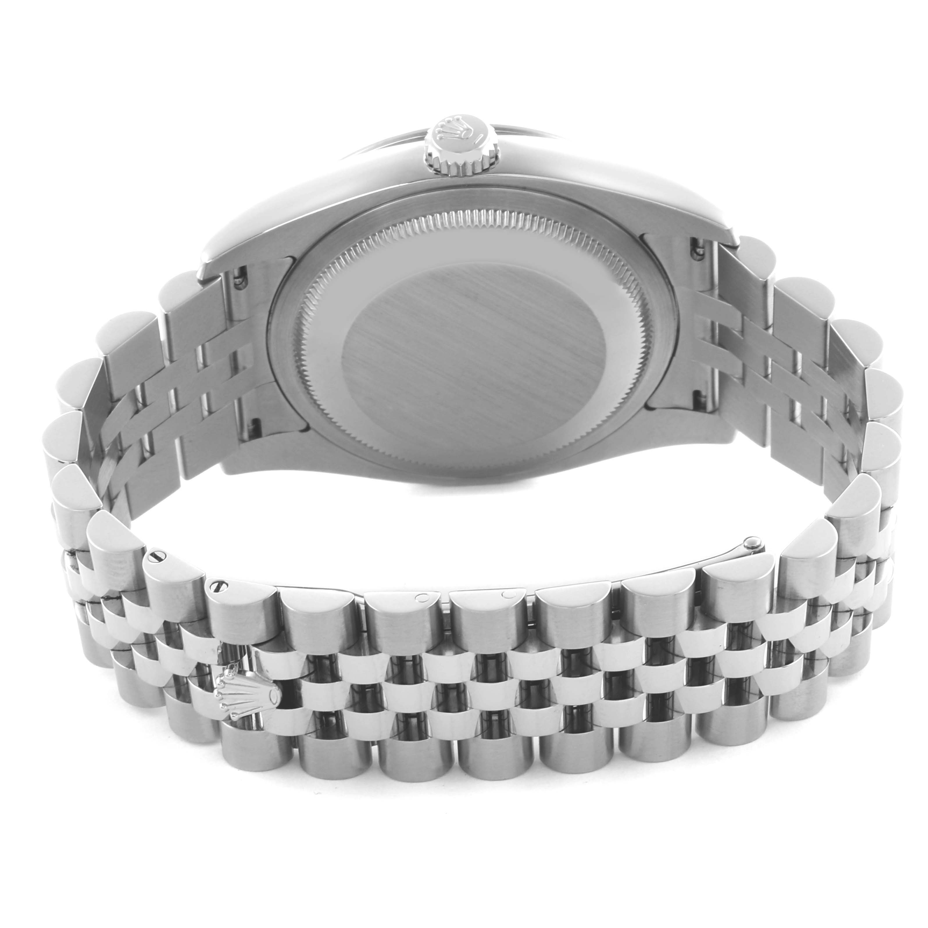 The image shows the back and bracelet of a Rolex Turn-o-Graph 116264 Men's Stainless Steel Blue Dial 116264 Men's Stainless Steel Blue Dial watch from a rear angle.