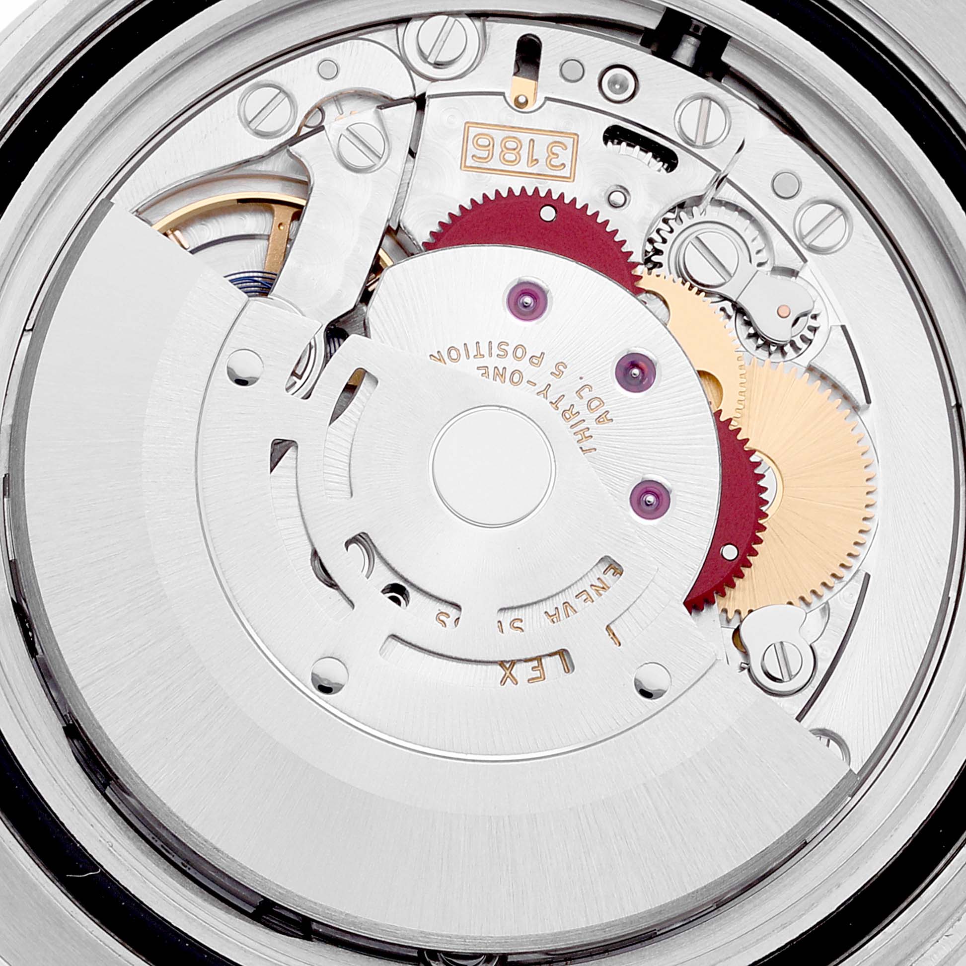 The image shows a close-up view of the movement components of a Rolex GMT-Master 116710 Men's Stainless Steel Black Dial 116710 Men's Stainless Steel Black Dial watch.