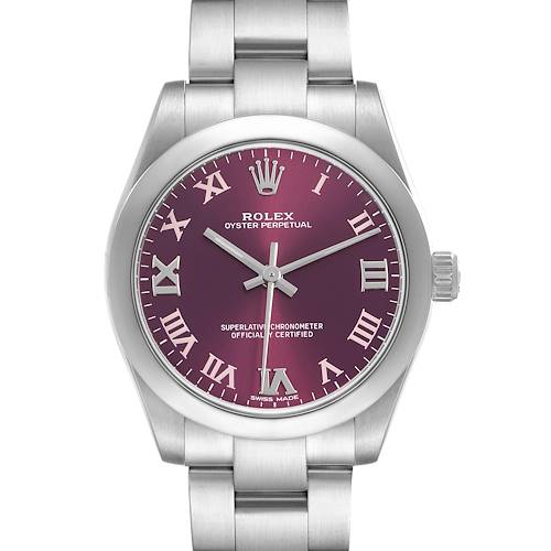 Photo of Rolex Oyster Perpetual 31 Midsize Red Grape Dial Steel Ladies Watch 177200