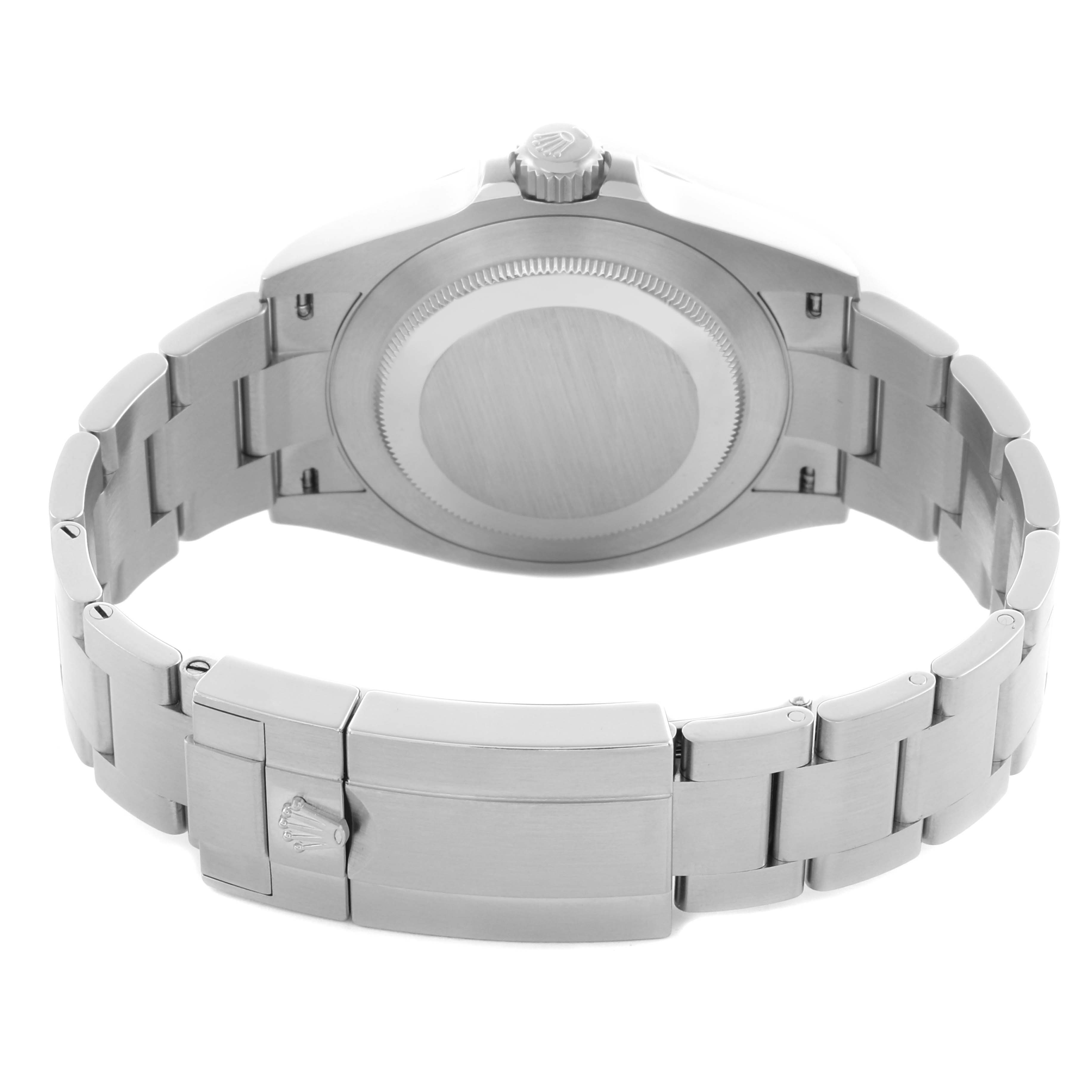 The image shows the back and clasp of a Rolex Air-King 126900 Men's Stainless Steel Black Dial 126900 Men's Stainless Steel Black Dial watch from a rear angle, highlighting the bracelet and case back.