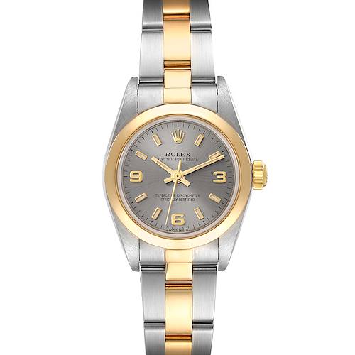 Photo of Rolex Oyster Perpetual Non-Date Steel Yellow Gold Slate Dial Ladies Watch 76183