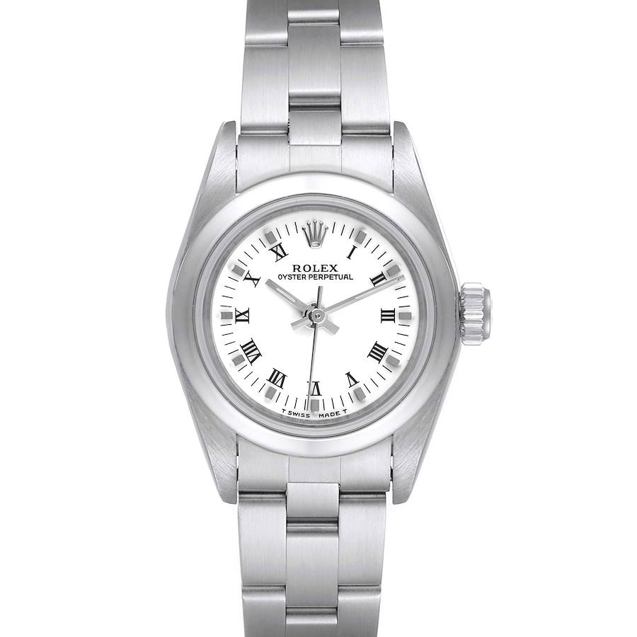 Rolex Oyster Perpetual Nondate White Dial Steel Ladies Watch 67180 SwissWatchExpo