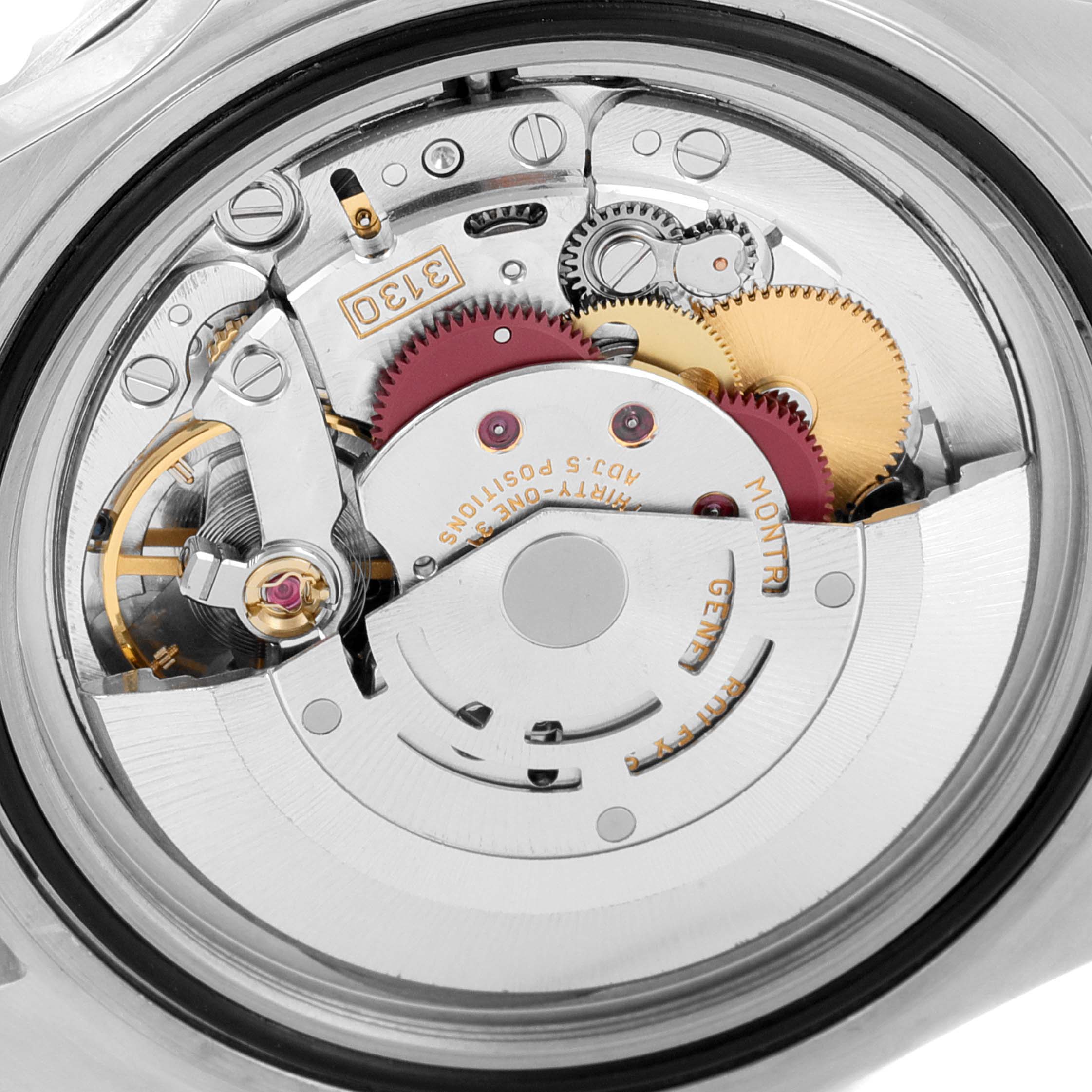 The image shows the intricate internal mechanism of a Rolex Submariner 14060 Men
s Stainless Steel Black Dial 14060 Men
s Stainless Steel Black Dial watch viewed from the back.