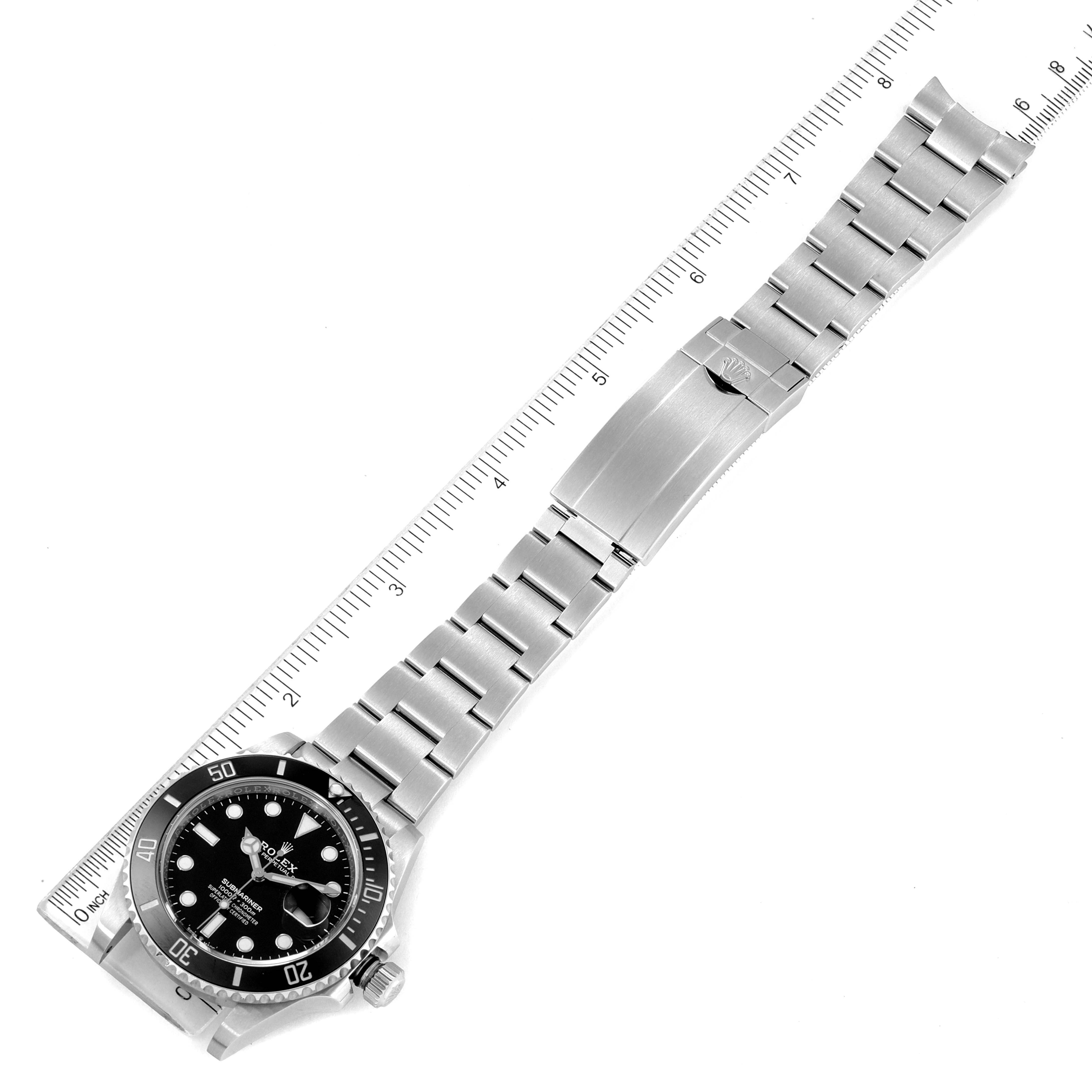 The image shows a top-down view of the Rolex Submariner 126610 Men's Stainless Steel Black Dial 126610 Men's Stainless Steel Black Dial watch, including the face, bezel, crown, and full metal bracelet.