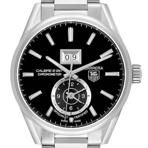 Photo of Tag Heuer Carrera GMT Steel Black Dial Mens Watch WAR5010 Box Card