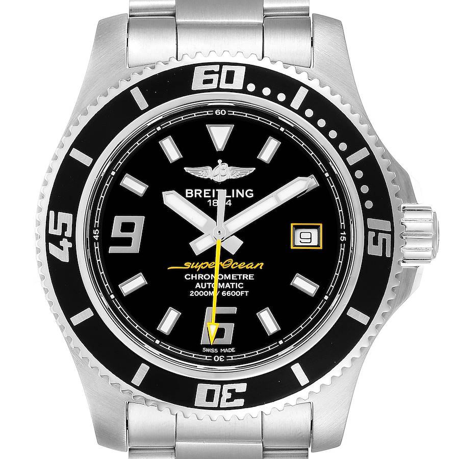 Breitling Superocean 44 Yellow Hand Steel Mens Watch A17391 Box Papers SwissWatchExpo