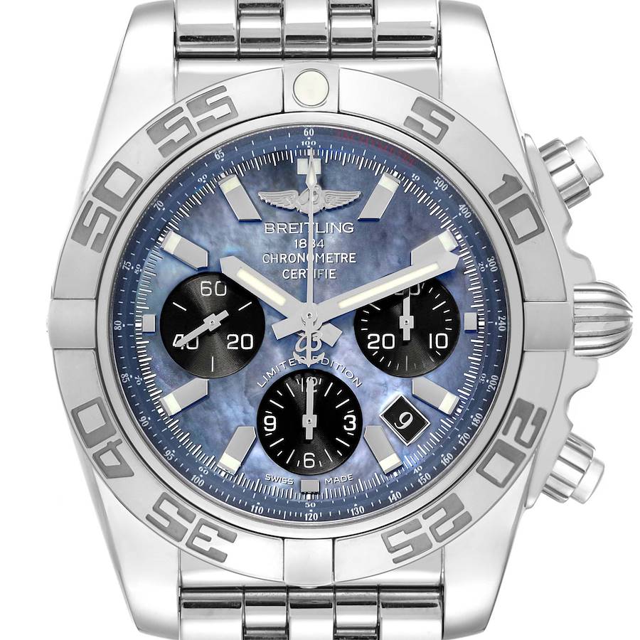 Breitling Chronomat 01 Mother Of Pearl Dial Steel Limited Edition Mens Watch AB0111 Box Card SwissWatchExpo
