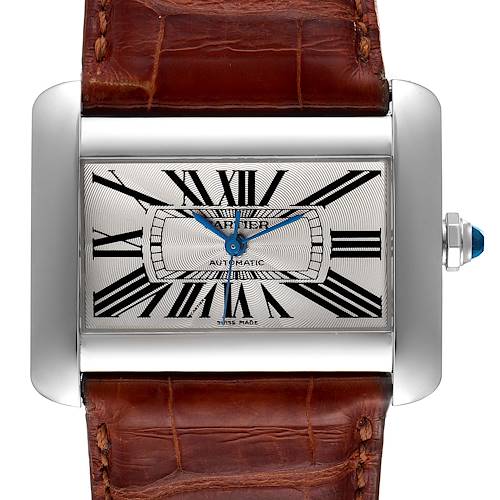 Photo of Cartier Tank Divan XL Silver Dial Brown Strap Unisex Watch W6300755 Box Papers