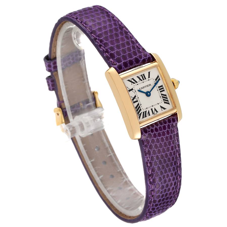 Cartier Tank Francaise Yellow Gold Purple Strap Ladies Watch