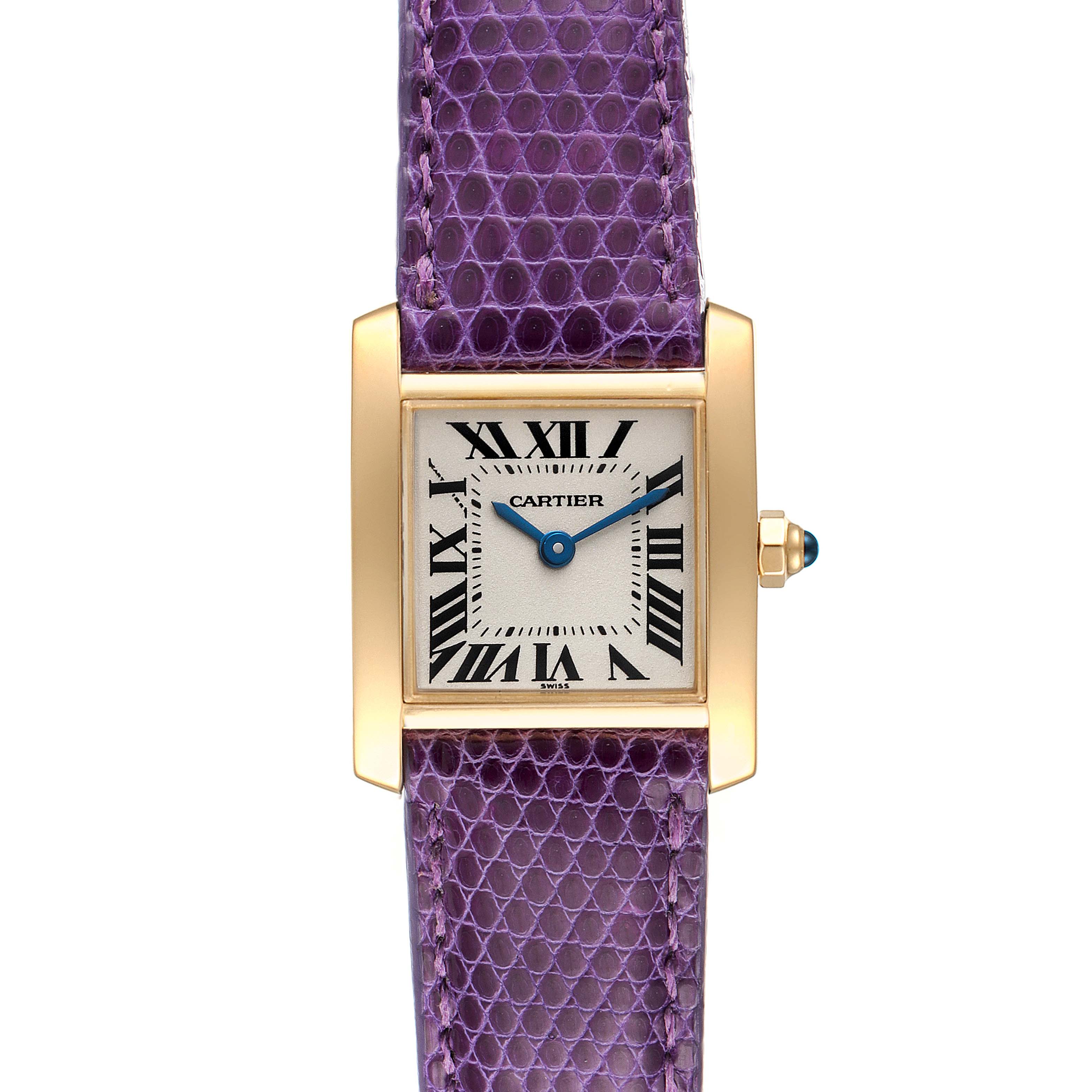 Cartier Tank Francaise Yellow Gold Purple Strap Ladies Watch