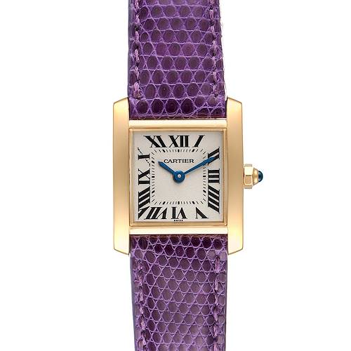 Photo of Cartier Tank Francaise Yellow Gold Purple Strap Ladies Watch W5000256