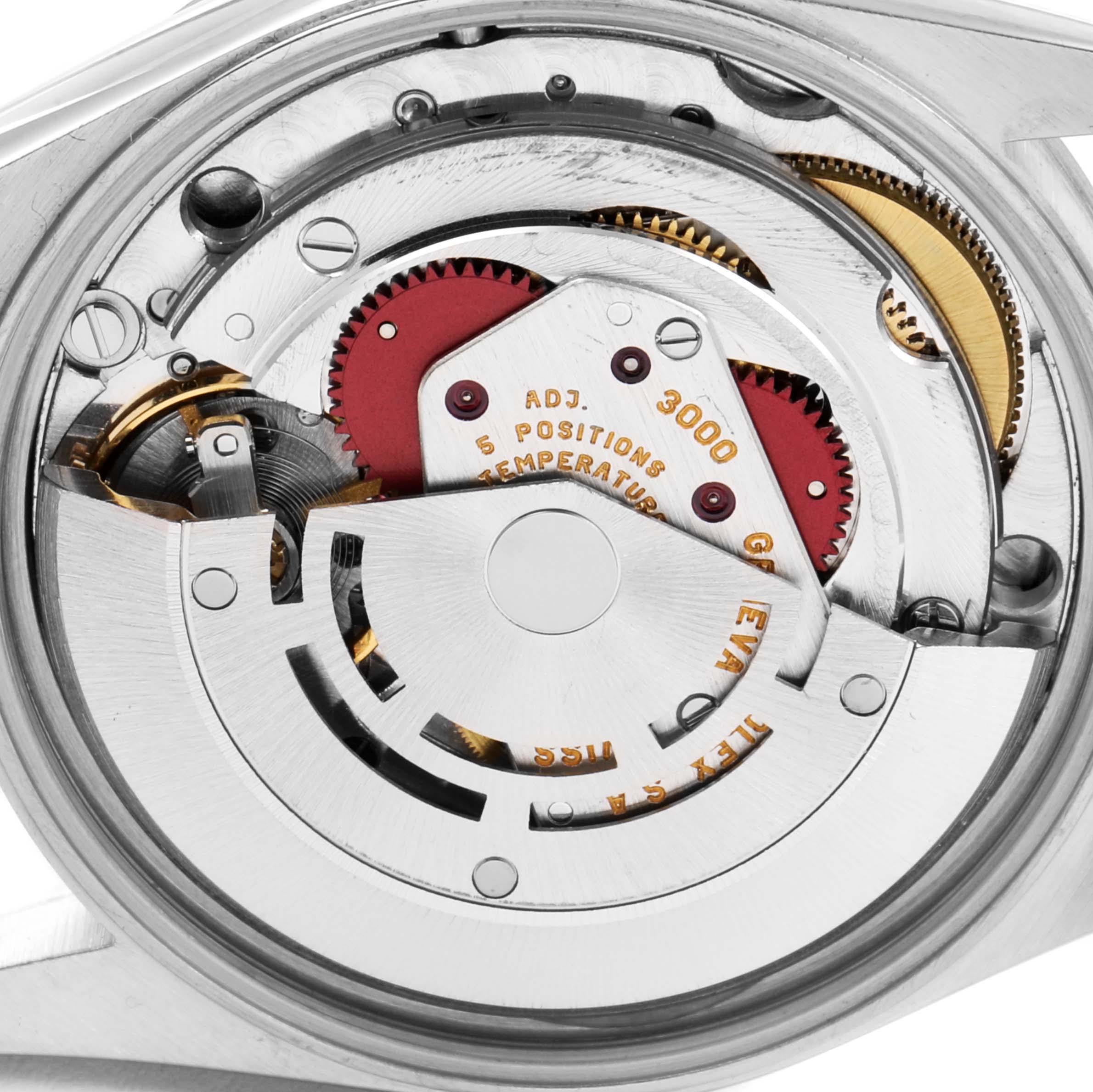 This image shows the intricate internal mechanism of a Rolex Air-King 14000 Men's Stainless Steel Silver Dial 14000 Men's Stainless Steel Silver Dial watch, viewed close up from the back.