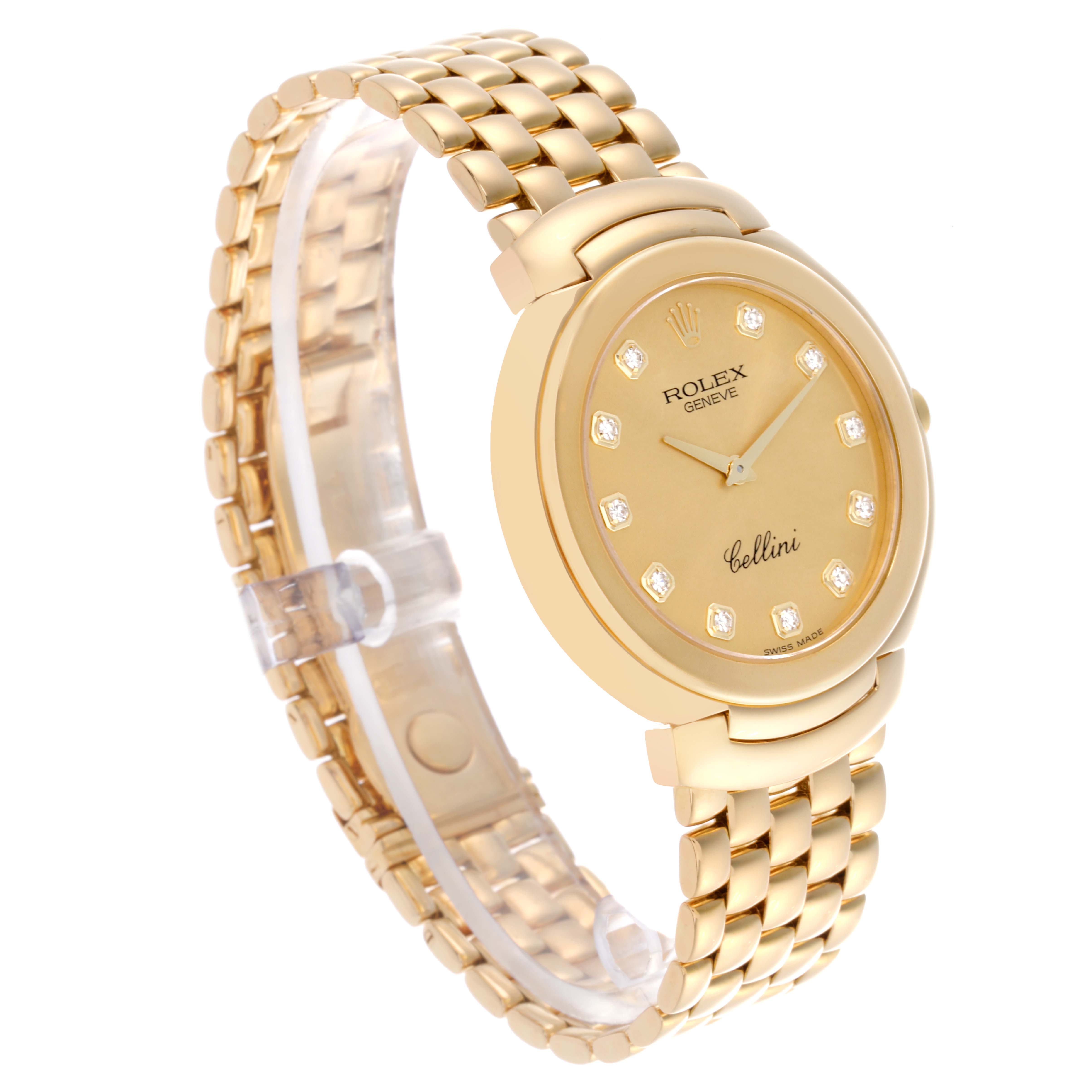 The Rolex Cellini 6623 Men's Yellow Gold Champagne Dial 6623 Men's Yellow Gold Champagne Dial watch is shown at a three-quarter angle, highlighting the dial, bezel, and bracelet.