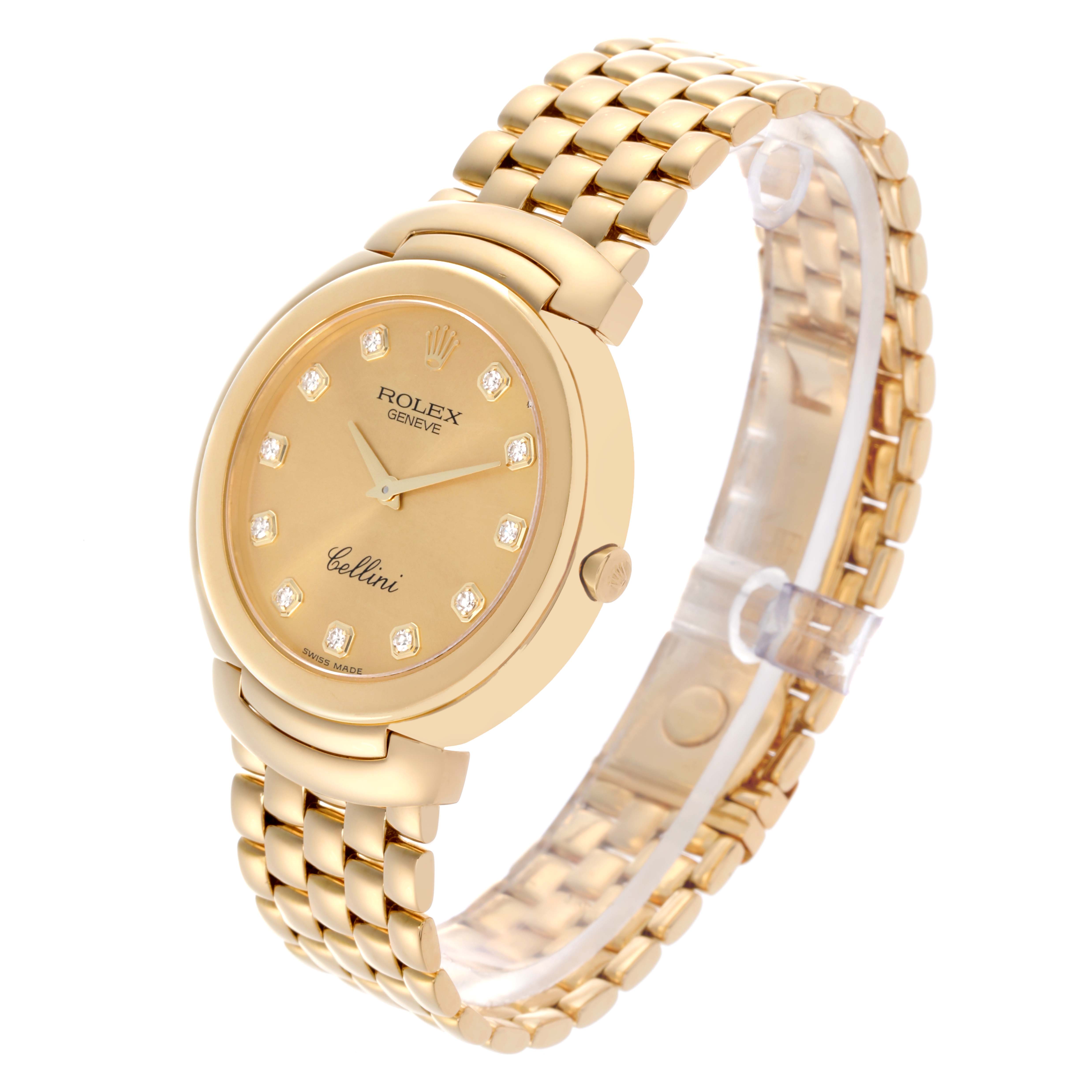 The image shows a Rolex Cellini 6623 Men's Yellow Gold Champagne Dial 6623 Men's Yellow Gold Champagne Dial watch at a three-quarter angle, highlighting its gold case, dial, and bracelet.