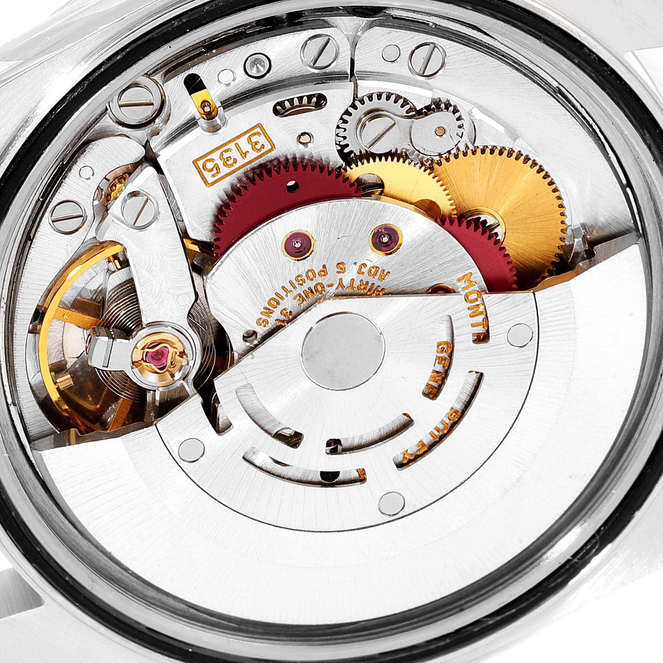 This image shows the intricate internal mechanism (movement) of a Rolex Datejust 16220 Men
s Stainless Steel Black Dial 16220 Men
s Stainless Steel Black Dial watch from a rear angle.